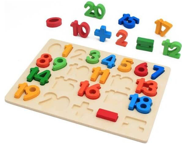 Gioco Educativo Bambini Numeri Puzzle 3D in Legno Colorato Incastro...