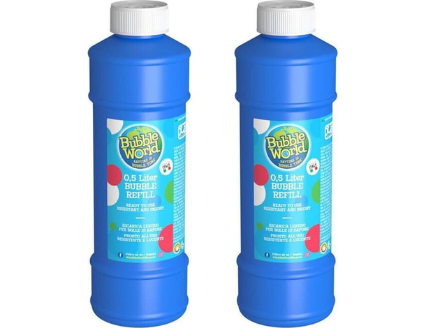 2x Liquido di Ricarica per Bolle di Sapone 500ml Pronto all'Uso Bambini Bubbles