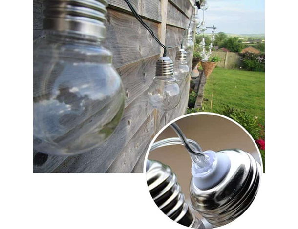 Catena Luminosa Esterno 10 Lampadine E27 Luce LED Calda Cavo 3.8mt...