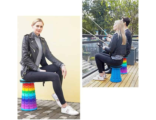 Sgabello Telescopico Pieghevole a Scomparsa Portatile Campeggio Multicolore...