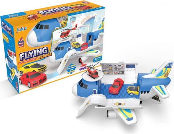 Aereo Giocattolo Garage Bambini Aeroplano Apribile 2 Macchinine 1 Elicottero