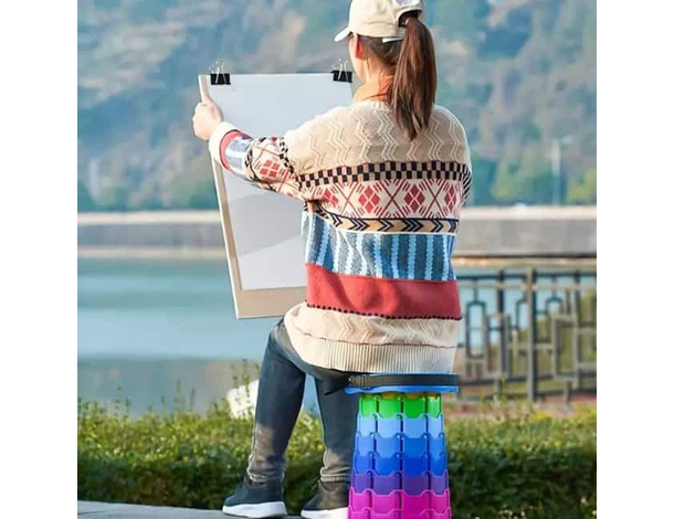 Sgabello Telescopico Pieghevole a Scomparsa Portatile Campeggio Multicolore...