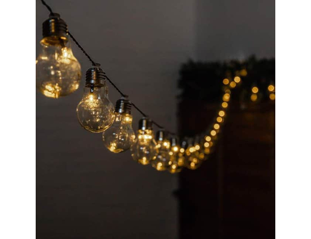 Catena Luminosa Esterno 10 Lampadine E27 Luce LED Calda Cavo 3.8mt...