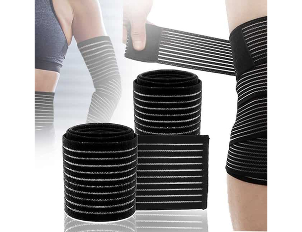 2x Fascia Elastica Caviglia Ginocchio Tutore Supporto Compressore per Sport