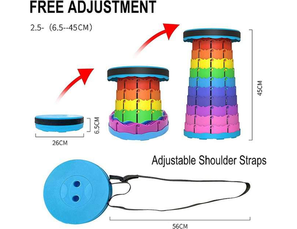 Sgabello Telescopico Pieghevole a Scomparsa Portatile Campeggio Multicolore...
