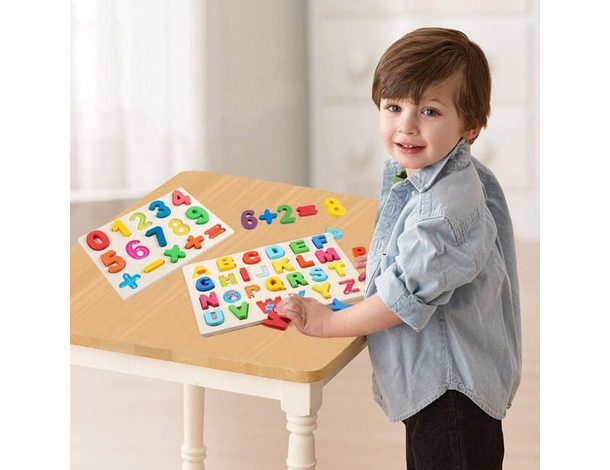 Gioco Educativo Bambini Numeri Puzzle 3D in Legno Colorato Incastro...