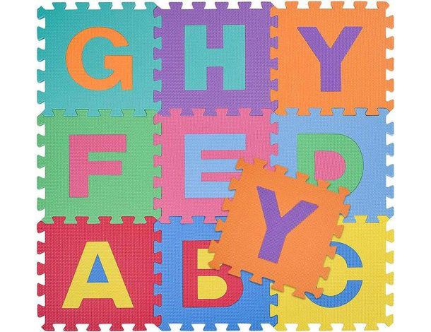 Tappeto Puzzle Tappetino Morbido Bambini 29.5x29.5cm 10pz Lettere Colorate
