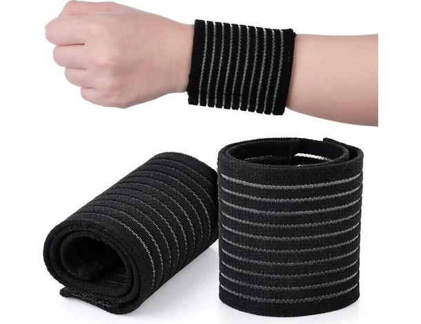 Coppia Fascia Elastica Per Polso Mano Benda Elasticizzata Dolori Polsiera
