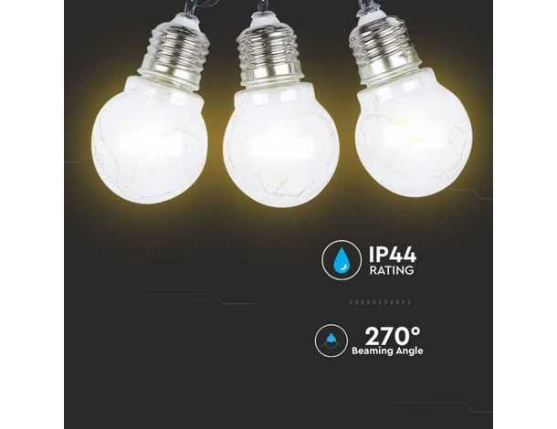 Catena Luminosa Esterno 10 Lampadine E27 Luce LED Calda Cavo 3.8mt...