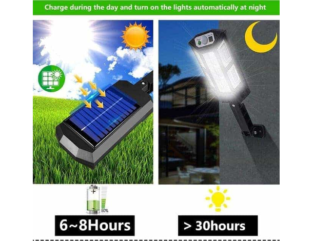 Lampione Faretto Solare LED Sensore di Movimento Faro Esterno Telecomando...