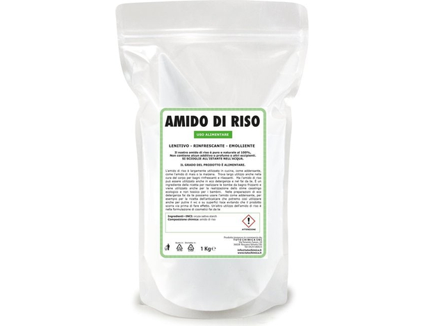Amido di riso puro Uso Alimentare Lenitivo Rinfrescante Emolliente busta 1KG