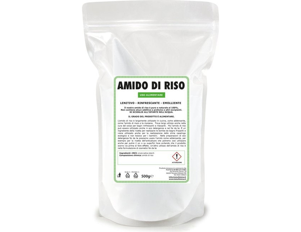 Amido di riso multiuso addensante cosmetici pulizie bagno bambini busta 500gr