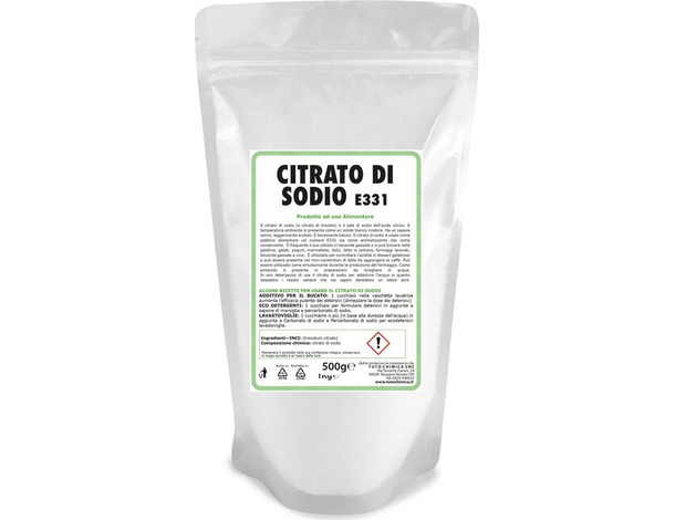 Citrato di sodio E331 uso alimentare additivo bucato addolcitore busta da 500gr