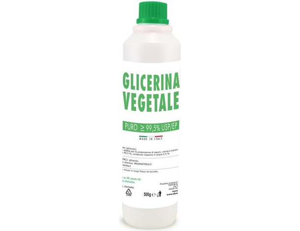 Glicerina vegetale 99,5% preparazione cosmetica trasparente professionale 500gr