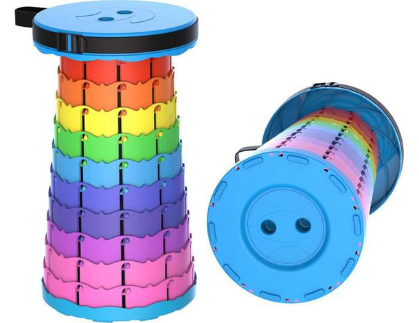 Sgabello Telescopico Pieghevole a Scomparsa Portatile Campeggio Multicolore