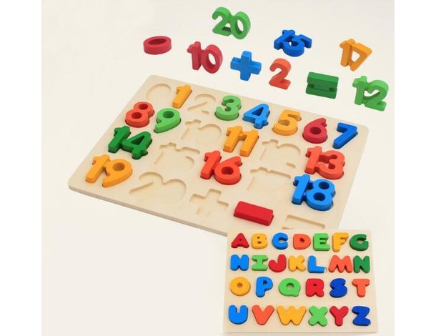 Gioco Educativo Bambini Numeri Puzzle 3D in Legno Colorato Incastro...