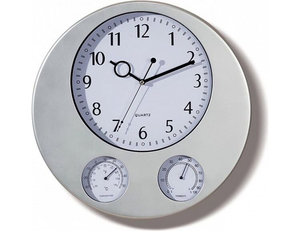 Orologio da Parete con Igrometro e Termometro Cucina Casa 35,5 cm Bianco e...