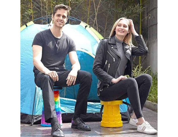 Sgabello Telescopico Pieghevole a Scomparsa Portatile Campeggio Multicolore...