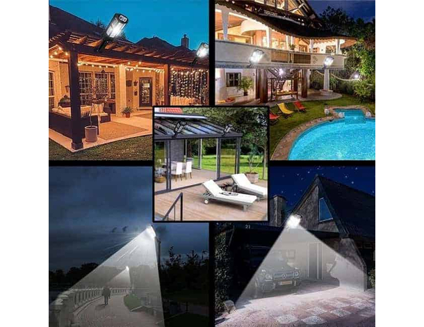 Lampione Faretto Solare LED Sensore di Movimento Faro Esterno Telecomando...