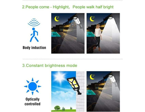 Lampione Faretto Solare LED Sensore di Movimento Faro Esterno Telecomando...