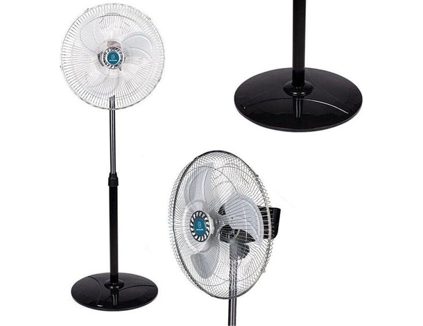 Ventilatore a Piantana 40cm Acciaio Base Tonda 60W 3 Pale Regolabile 130cm
