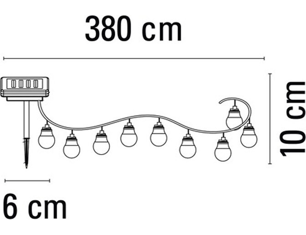 Catena Luminosa Esterno 10 Lampadine E27 Luce LED Calda Cavo 3.8mt...