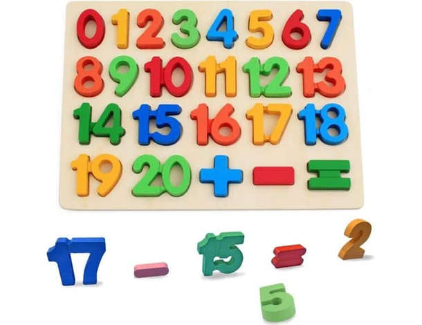 Gioco Educativo Bambini Numeri Puzzle 3D in Legno Colorato Incastro Giocattolo