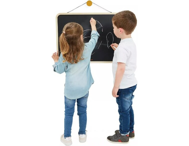 Lavagna Con Cornice in Legno Scrivibile 44x33cm con Gessetti Cancellino...