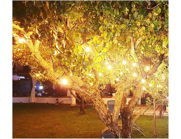 Catena Luminosa Esterno 10 Lampadine E27 Luce LED Calda Cavo 3.8mt...