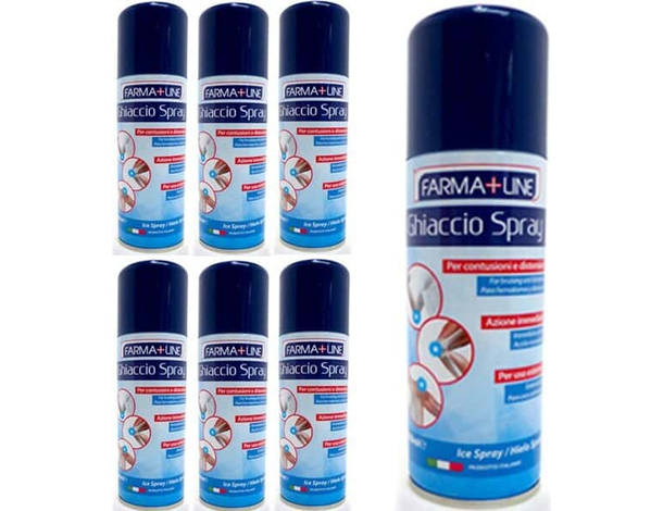 6x Ghiaccio Spray Bomboletta 200ml Made in Italy Sport Traumi e Contusioni
