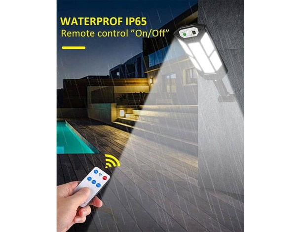 Lampione Faretto Solare LED Sensore di Movimento Faro Esterno Telecomando...