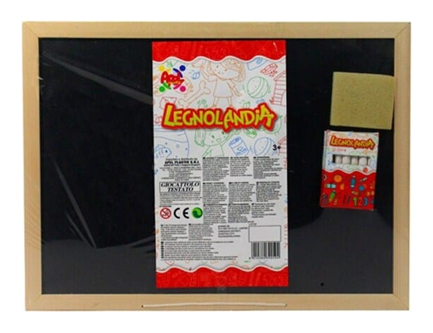 Lavagna Con Cornice in Legno Scrivibile 44x33cm con Gessetti Cancellino Bambini