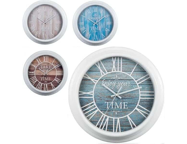 Orologio da Parete Shabby Chic Cucina Casa Diametro 33 cm Plastica Vari...