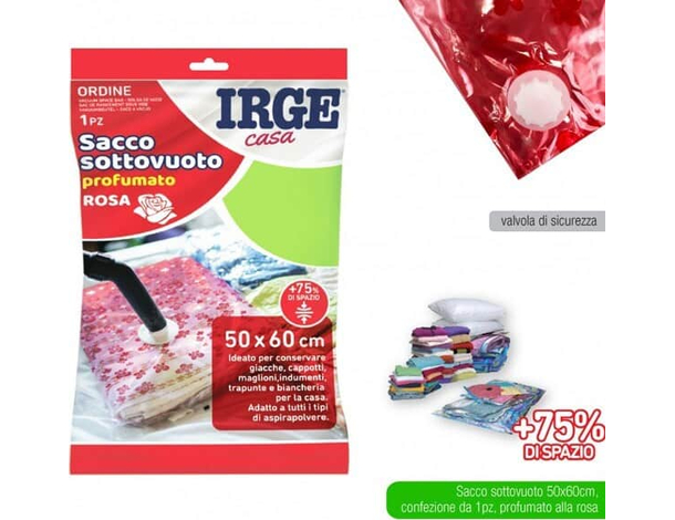 6x Sacchetti Buste Salvaspazio Sottovuoto Profumo Rosa Armadio 50x60cm Abiti...