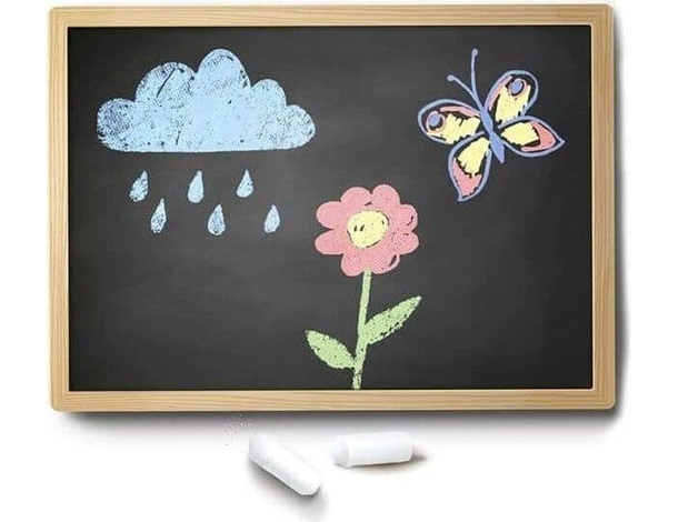 Lavagna Con Cornice in Legno Scrivibile 44x33cm con Gessetti Cancellino...