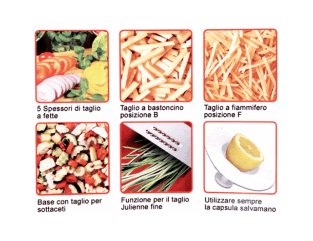 Affettatore multiuso mandolina 9 tipi di taglio con salvamani cucina Rotostar...