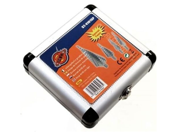 Set di 4 frese coniche allargafori a gradino in acciaio 3-12 4-12 4-20 4-32...