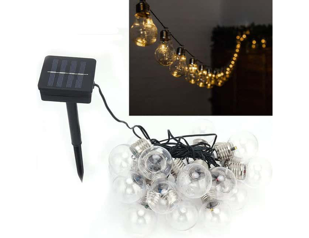 Catena Luminosa Esterno 10 Lampadine E27 Luce LED Calda Cavo 3.8mt Impermeabile