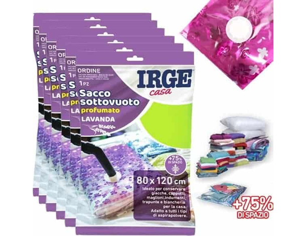 6x Sacchetti Buste Salvaspazio Sottovuoto Armadio Profumo Lavanda 80x120 Abiti