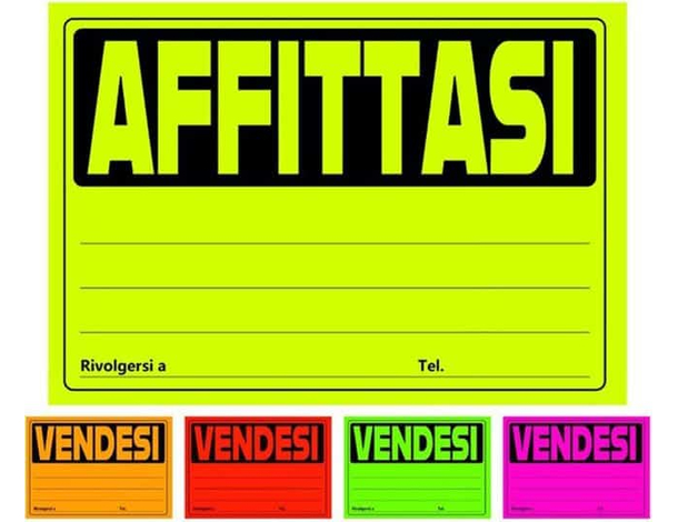 25x Cartello Targa Segnale Affittasi 23x33cm Negozio Affitto Recapito Telefono