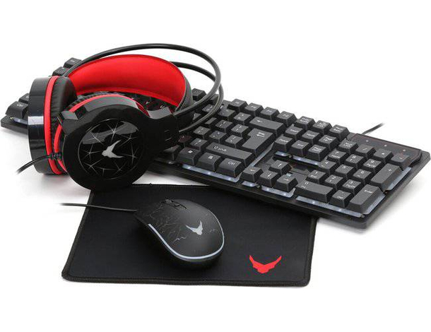 Tastiera cavo usb mouse mousepad cuffie gaming set computer per gioco 4 in 1