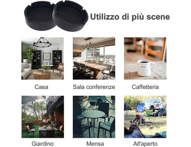 12x Posacenere Rotondo Nero Portacenere in Plastica Bar Pub Ristorante 3