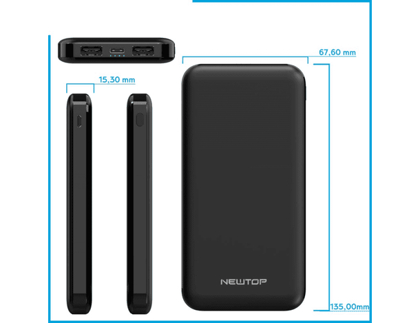 Power Bank doppia ricarica veloce USB portatile universale 10000mAh PB30 nero...