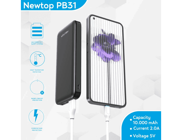 Power Bank doppia ricarica veloce USB portatile universale 10000mAh PB30 nero...