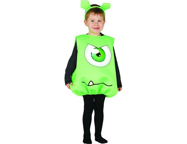 Costume Carnevale alieno verde travestimento mostro neonato 6-12 mesi halloween