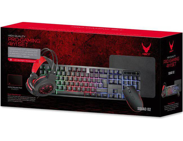 Tastiera cavo usb mouse mousepad cuffie gaming set computer per gioco 4 in 1...