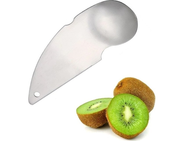 Coltello e cucchiaio 2in1 in acciaio cromato per tagliare e sbucciare i kiwi