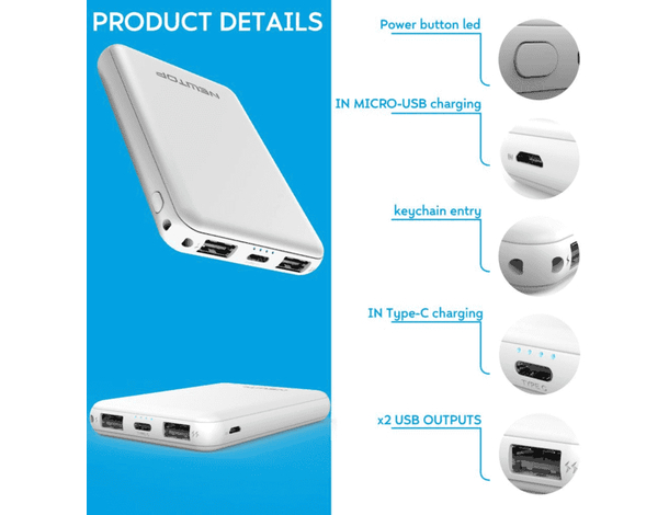 Power Bank doppia ricarica veloce USB portatile universale 5000 mAh PB31...