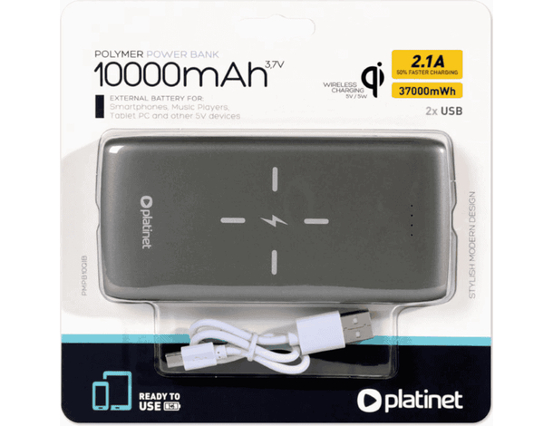 Power Bank 10000mAh QI Wireless batteria esterna portatile con 2 connettori... Power Bank 10000mAh QI Wireless batteria esterna portatile con 2 connettori...