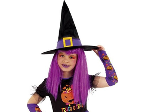 Costume Carnevale strega Candy travestimento bambina 3-8 anni halloween festa...